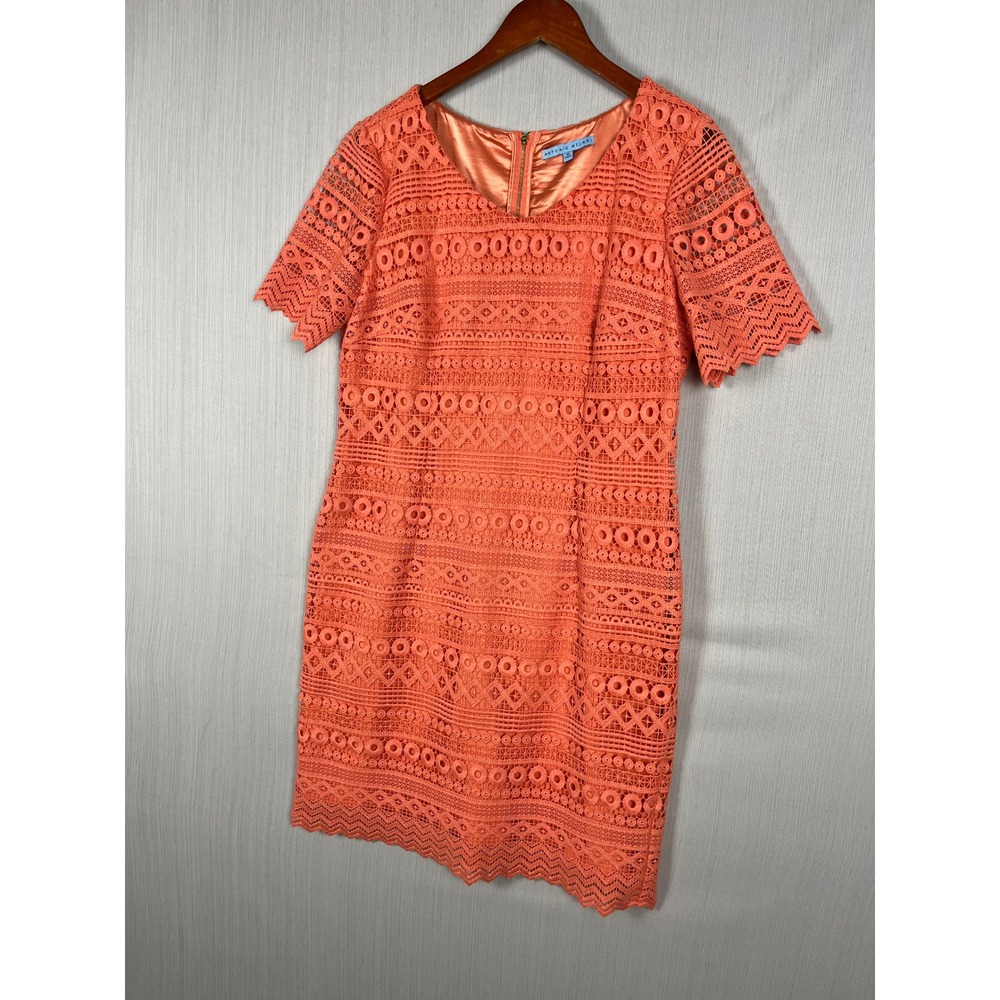 ANTONIO MELANI Coral Eyelet Lace Shift Dress